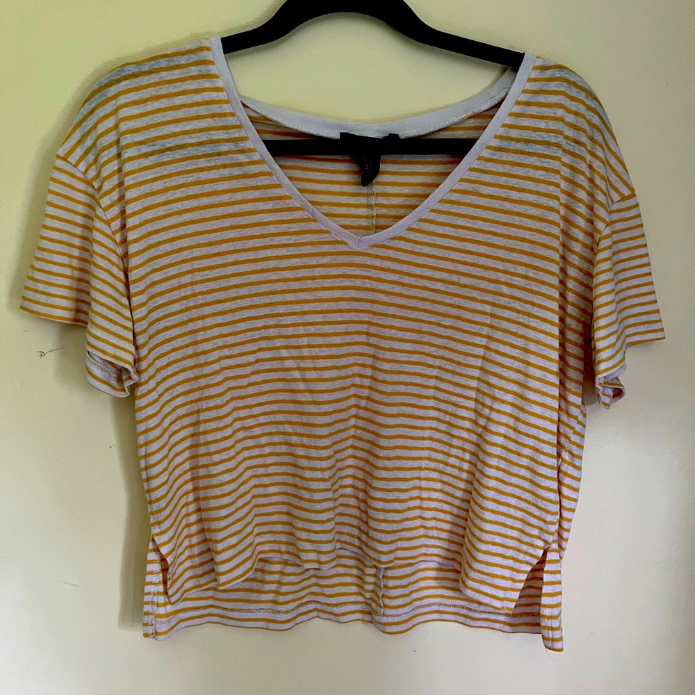Forever 21 yellow and white striped shirt